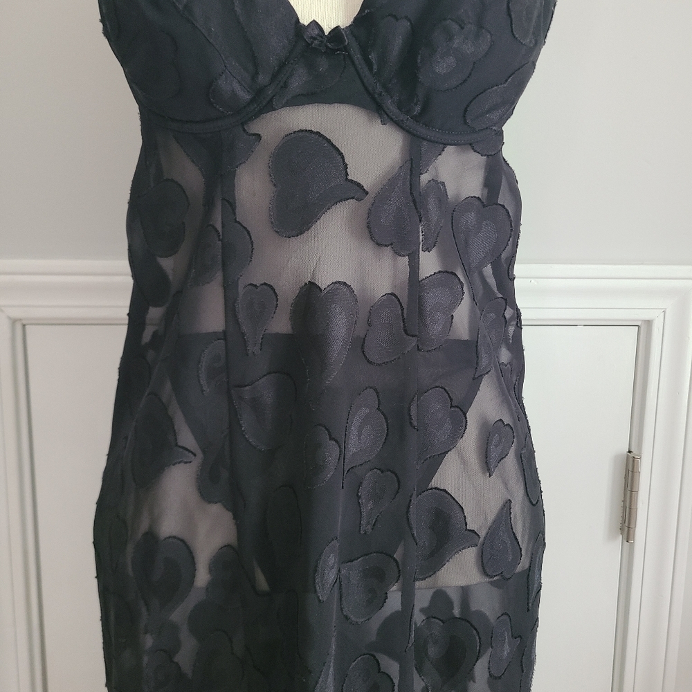 90s Vtg Victoria’s Secret Maxi Gown Size S Slip Dress Miracle Bra Heart Jacquard - Picture 4 of 16